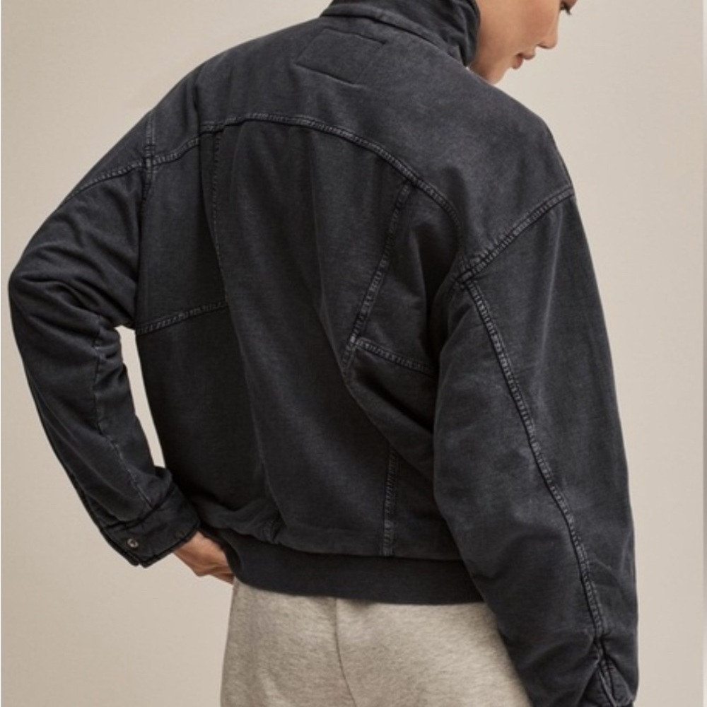 Anthropologie Pilcro Washed Navy Quilted Bomber Jacket Like New 
Size Small - Picture 3 of 12